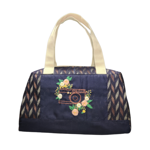 Hand bag with hand embroidery made from cotton fabric