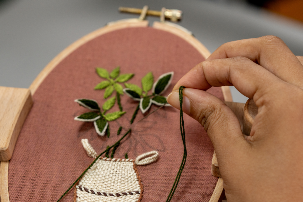 Hand embroidery on fabric