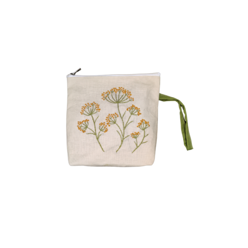 hand embroidered cotton pouch – floral artisan zip wallet